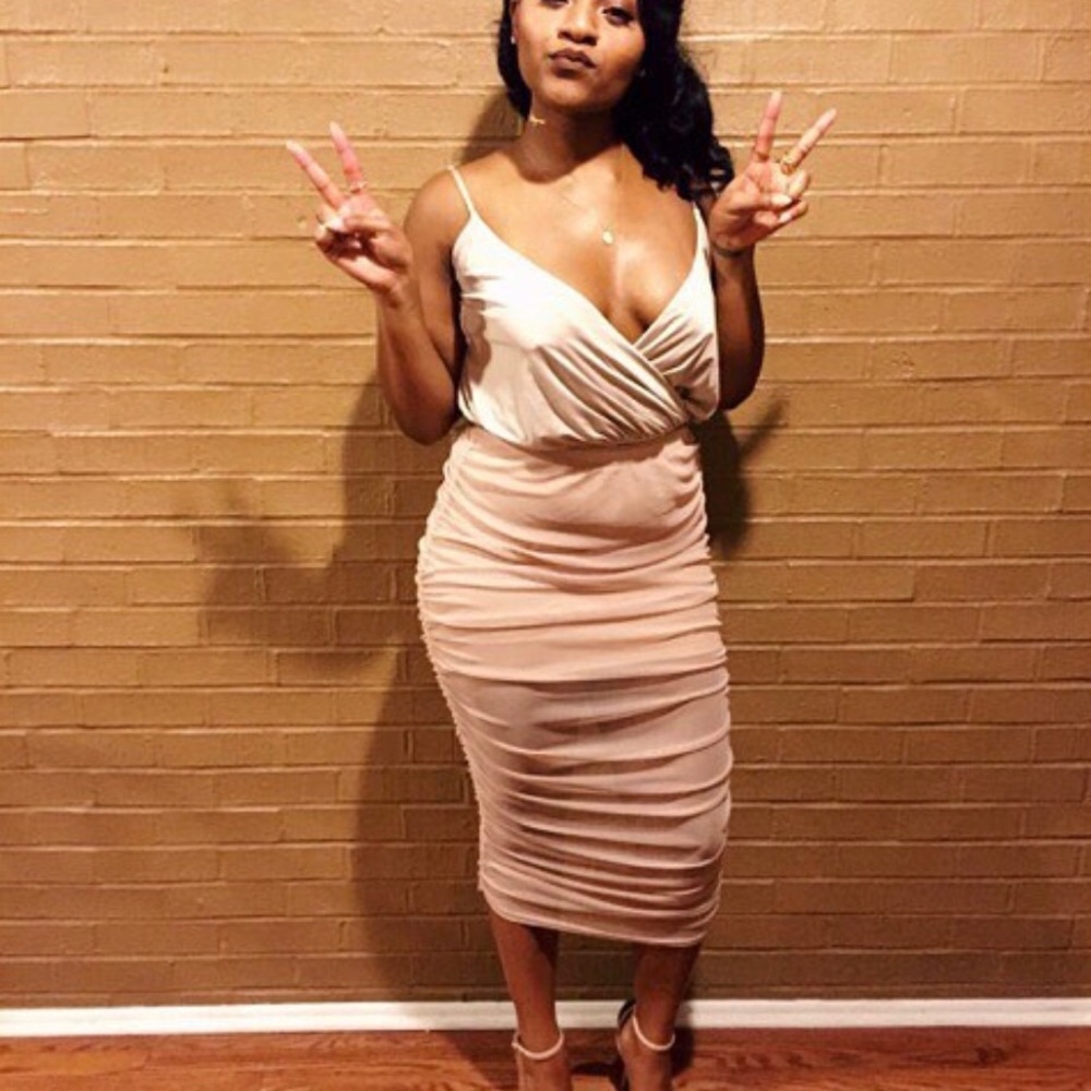 Nude Midi/Long Bodycon skirt
